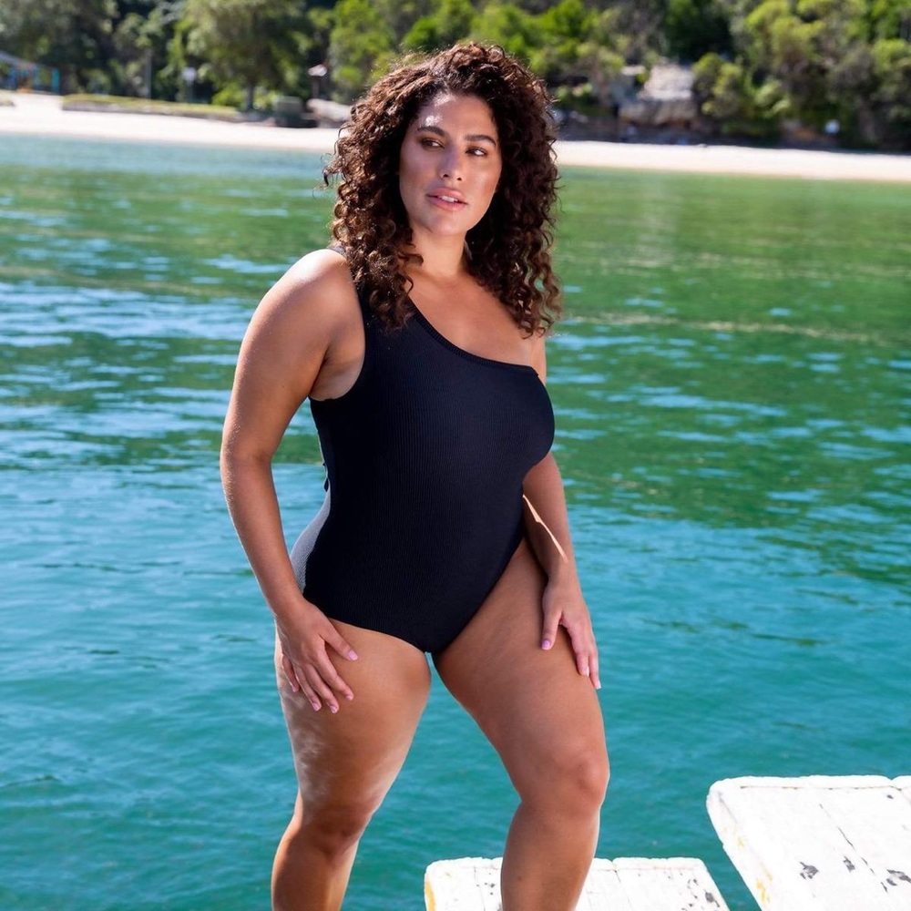 Saint Somebody Born To Be Real One-Piece Swimsuit Size US16 Black NWT.